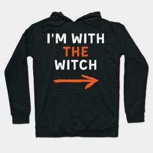 Mens I'm With The Witch Halloween Couple Matching Costume Funny Hoodie